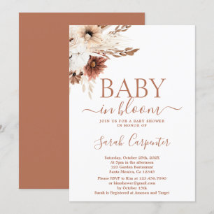 Boho Baby in Bloom Baby shower Girl Invitation Kaart