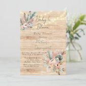 Boho Baby in Bloom Baby shower Invitation Kaart (Staand voorkant)