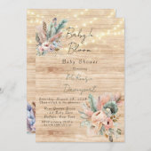 Boho Baby in Bloom Baby shower Invitation Kaart (Voorkant / Achterkant)