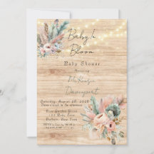 Boho Baby in Bloom Baby shower Invitation