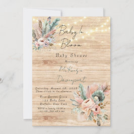 Boho Baby in Bloom Baby shower Invitation Kaart
