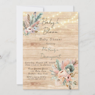 Boho Baby in Bloom Baby shower Invitation Kaart