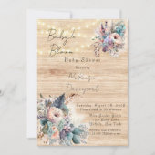 Boho Baby in Bloom Baby shower Invitation Kaart (Voorkant)