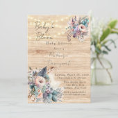 Boho Baby in Bloom Baby shower Invitation Kaart (Staand voorkant)