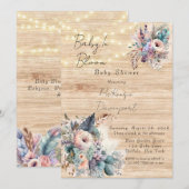 Boho Baby in Bloom Baby shower Invitation Kaart (Voorkant / Achterkant)