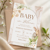 Boho Baby in Bloom Baby shower Pampas Floral Kaart