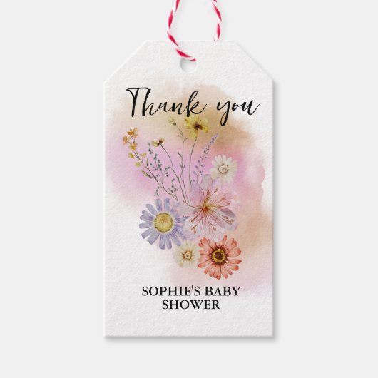 Boho Baby In Bloom Baby Shower Verjaardagsfeestje Cadeaulabel (Voorkant)