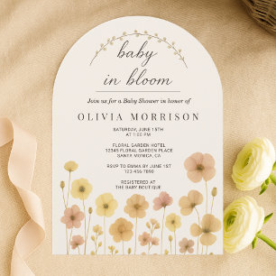 Boho Baby In Bloom Beige Bloemige Baby Shower Uitn Kaart