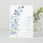 Boho Baby in Bloom Blue Wildflower Baby shower Kaart (Staand voorkant)