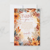 Boho Baby in Bloom Fall Floral Frame Baby Shower Bedankkaart (Voorkant)