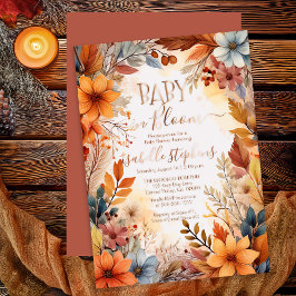 Boho Baby in Bloom Fall Floral Frame Baby Shower Folie Uitnodiging