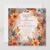 Boho Baby in Bloom Fall Floral Frame Baby Shower Kaart (Voorkant)