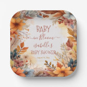 Boho Baby in Bloom Fall Floral Frame Baby Shower Papieren Bordje (Voorkant)