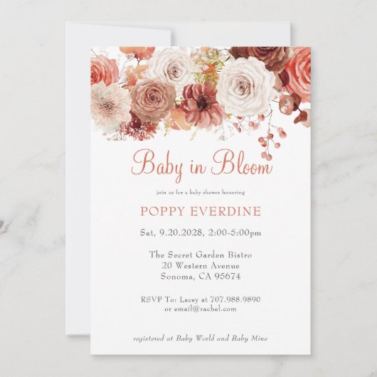 Boho Baby in Bloom Florals Baby shower Kaart (Voorkant)