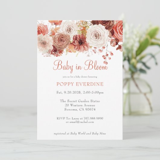 Boho Baby in Bloom Florals Baby shower Kaart (Staand voorkant)