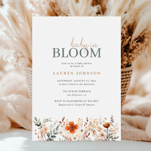 Boho Baby in Bloom Fresh Wildflower Baby shower Kaart