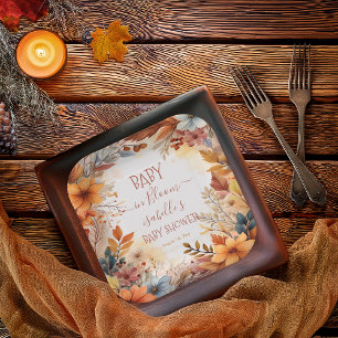 Boho Baby in Bloom Herfst Bloemstuk Baby Shower Papieren Bordje
