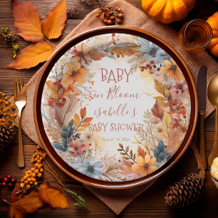 Boho Baby in Bloom Herfst Bloemstuk Baby Shower Papieren Bordje