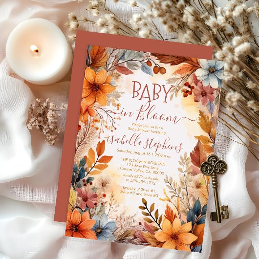 Boho Baby in Bloom Herfst Floral Lijst Baby shower Kaart