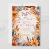 Boho Baby in Bloom Herfst Floral Lijst Baby shower Kaart (Voorkant)
