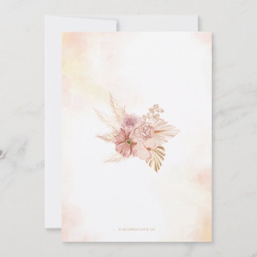 Boho Baby in Bloom Pampas Baby shower Party Uitnod (Achterkant)