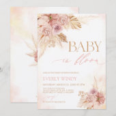 Boho Baby in Bloom Pampas Baby shower Party Uitnod (Voorkant / Achterkant)