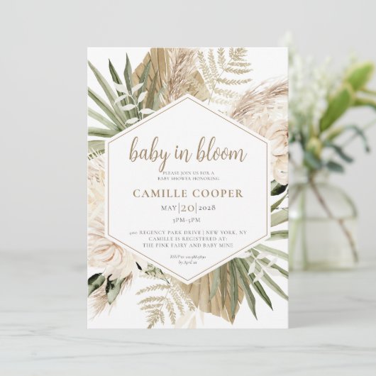Boho Baby in Bloom Pampas Grass Kaart (Staand voorkant)