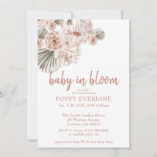 Boho Baby In Bloom Pampas Grass Meisje Baby shower Kaart