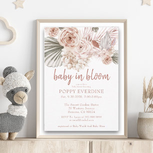 Boho Baby In Bloom Pampas Grass Meisje Baby shower Kaart
