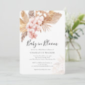 Boho Baby in Bloom Pampas Roze Bloemendouche Kaart (Staand voorkant)