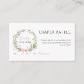 Boho Baby in Bloom Pink Bow Baby shower Luier Informatiekaartje (Voorkant)