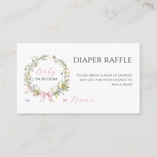 Boho Baby in Bloom Pink Bow Baby shower Luier Informatiekaartje (Voorkant)