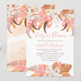 Boho Baby in Bloom Pink Pampas Grass Baby shower I Kaart