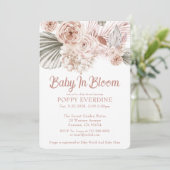 Boho Baby In Bloom Roze Meisje Baby Shower Kaart (Staand voorkant)