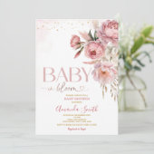 Boho Baby in Bloom Roze Rozen Bloemen Baby shower Kaart (Staand voorkant)