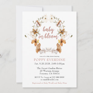 Boho Baby in Bloom Wildflower Baby shower Kaart