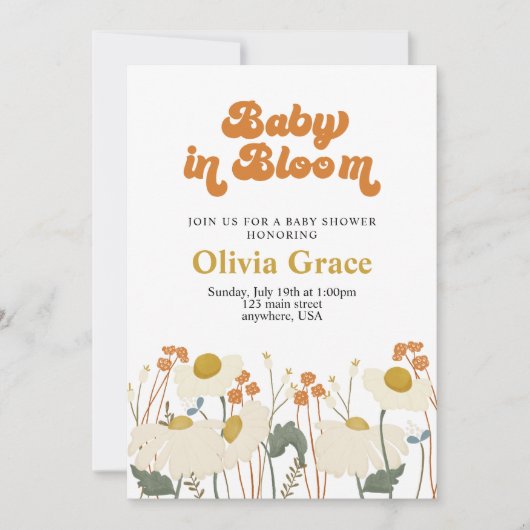 Boho Baby in Bloom Wildflower baby shower Kaart (Voorkant)