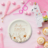 Boho Baby in Bloom Wildflower Baby shower Papieren Bordje (Feest)