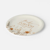 Boho Baby in Bloom Wildflower Baby shower Papieren Bordje (Gekanteld)