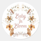 Boho Baby in Bloom Wildflower Baby shower Ronde Sticker (Voorkant)