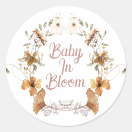 Boho Baby in Bloom Wildflower Baby shower Ronde Sticker