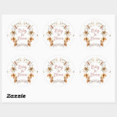Boho Baby in Bloom Wildflower Baby shower Ronde Sticker (Vel)