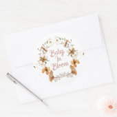 Boho Baby in Bloom Wildflower Baby shower Ronde Sticker (Envelop)