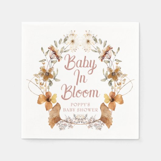 Boho Baby in Bloom Wildflower Baby shower Servet (Voorkant)