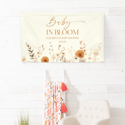 Boho Baby in Bloom Wildflower Baby shower Spandoek (Insitu)