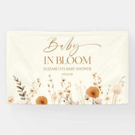 Boho Baby in Bloom Wildflower Baby shower Spandoek (Horizontaal)