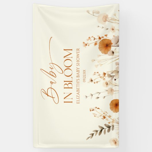 Boho Baby in Bloom Wildflower Baby shower Spandoek (Verticaal)