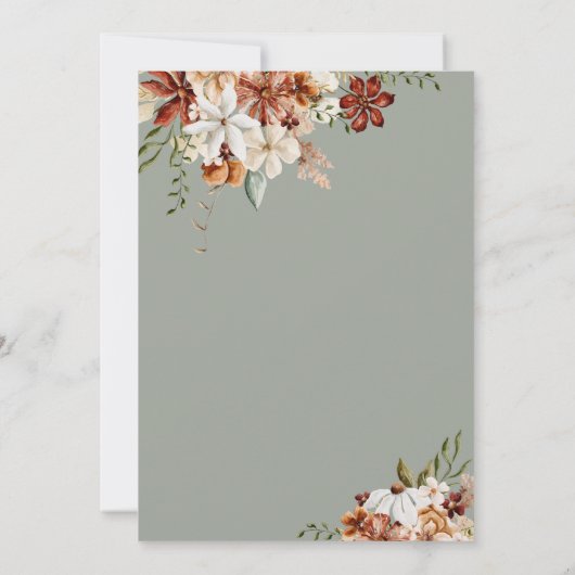 Boho Baby in Bloom Wildflower Green Baby shower Kaart (Achterkant)