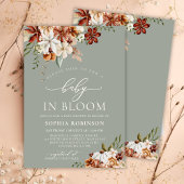 Boho Baby in Bloom Wildflower Green Baby shower Kaart