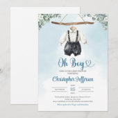 Boho Baby Jongen Clothesline Baby shower Uitnodigi Kaart (Voorkant / Achterkant)